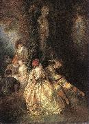 WATTEAU, Antoine Harlequin and Columbine oil